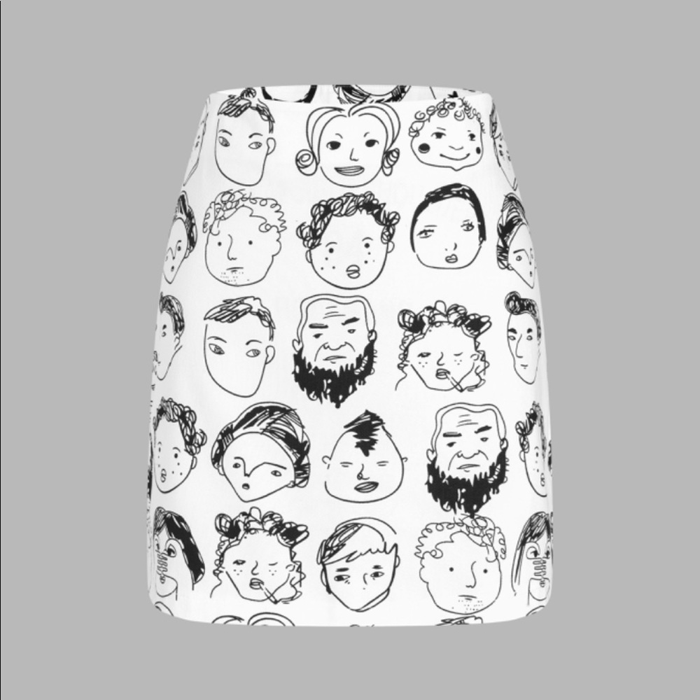 Casual Cartoon Print High Waist Skirt